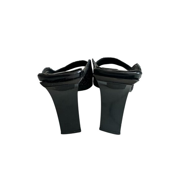 BCBGMAXAZRIA Black Glitter Y2K Square Toe Heels Size 9 - Picture 5 of 7